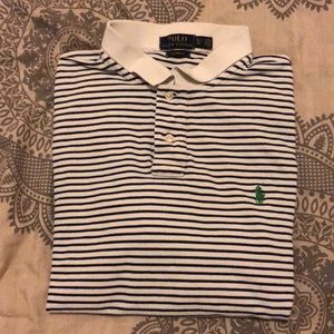 Blue and white striped Ralph Lauren Polo shirt